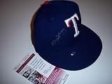 Michael Young Texas Rangers Al Champs Jsa/coa Signed Game Used Hat - Autographed MLB Helmets and Hats