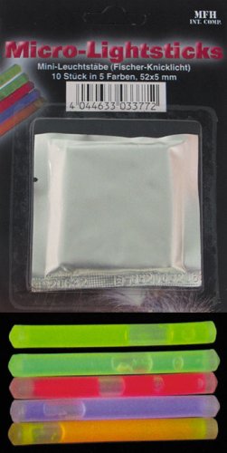 10er Pack Fischer Knicklichter, Leuchtstäbe 5 Farben