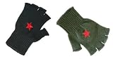 Star Embroidered Fingerless Wool Gloves