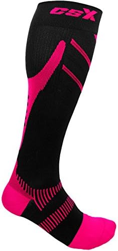 CSX Champion X220 Compression Sport Socks, 20-30 mmHg, Pink on Black, Small