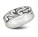 Sterling Silver Western Scroll Pattern Wedding Band