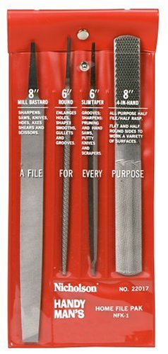 Nicholson 22017 4 piece Handy Home File Set with pouch
