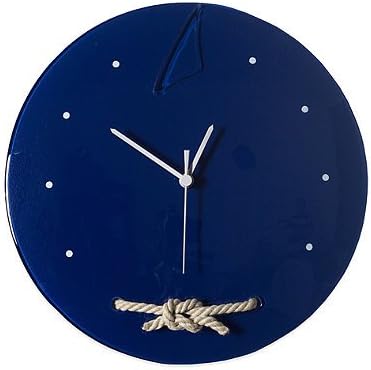 Veritas Handmade Rope Knot Round Glass Wall Clock in Navy, Uses 1 AA battery | 10.25" diameter