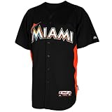 MLB Mens Miami Marlins  Cool Base Batting Practice Jersey (PRO BLK/FIRE RED, Medium)