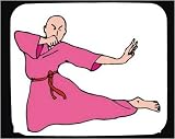 Decorated Mouse Pad with man, stance, bald, China, Asia, kick, “martial arts”, robe, master