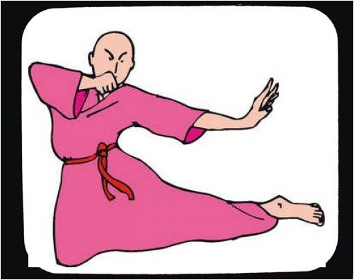 Decorated Mouse Pad with man, stance, bald, China, Asia, kick, 