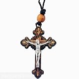 Olive Wood Jesus Crucifix Pendant (Necklace)