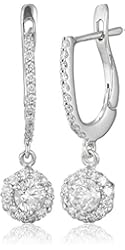 14k White Gold Diamond Solitaire Halo Dangle Earrings(1cttw, K-L Color, I1-I2 Clarity)