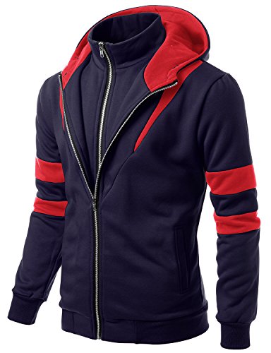 Doublju Mens Zip-up Hoodie shirts