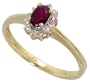 14k Gold Oval Cluster Ring, w/ 0.08 Carat Brilliant Cut Diamonds & 0.33 Carat Oval Cut Ruby Stone, 5/16 in. (8mm) wide, size 8