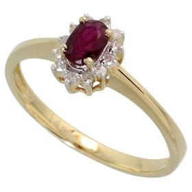 14k Gold Oval Cluster Ring, w 0.08 Carat Brilliant Cut Diamonds and 0.33... by Gabriella Gold