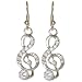 1/2 X 1 1/2 Treble Clef Earrings with Rhinestones In Crystal with Silver Finish