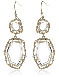 Riccova "Sliced Glass" 14K Gold Plated Sliced Stones Cubic-Zirconias Accented Earrings