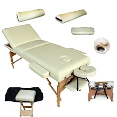 Massageliege Premium Farbe beige 10cm reine Polsterung +Set4 inkl. 2 Lagerrungsrollen, Hocker & Tasche & Alukopfst�tze