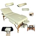 Massageliege Premium Farbe beige 10cm reine Polsterung +Set4 inkl. 2 Lagerrungsrollen, Hocker & Tasche & Alukopfst�tze