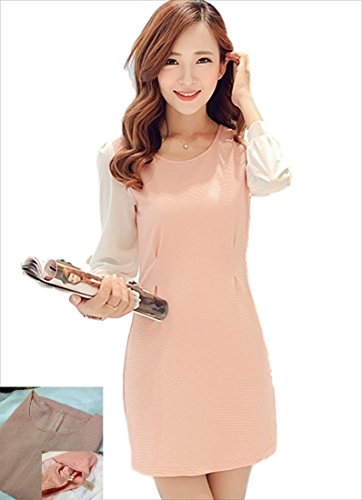 (フムフム) fumu fumu 2016 夏 レディース ワンピース ( キャンディカラー ) レイヤード風 シースルー 袖 かわいい S M L XL XXL 水色