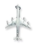 Sterling Silver Airplane Pendant with 20 inch Sterling Silver Chain