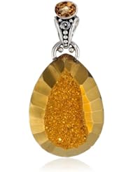 Sajen Sterling Silver Champagne Quartz and Lemon Drusy Pendant Necklace