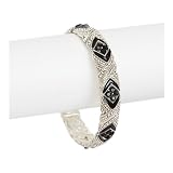 Silver Tone Marcasite Stretch Bangle Bracelet Fashion Jewelry