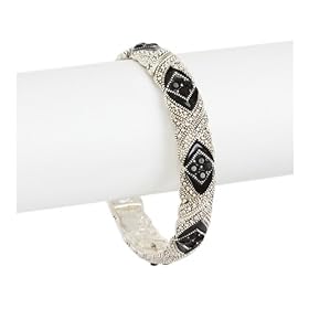 Silver Tone Marcasite Stretch Bangle Bracelet Fashion Jewelry