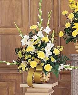 Vibrant Yellow Funeral Basket, Deluxe