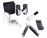 Carson Indoor/OutDoor Survival Kit with 7x18mm Binocular, Compass, Flashlight, and Pocket 9-in-1 Tool for Birdwatching, Hunting, Fishing, Camping
