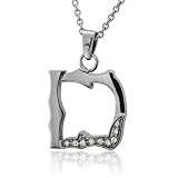 Men's Black Sterling Silver Alphabet Initial Letter D Diamond Pendant Necklace (HI, I, 0.07 carat)