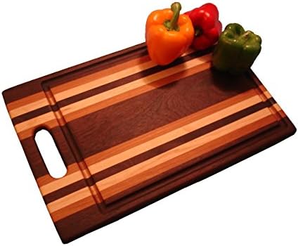 Manhattan Series Large Cutting Board with Handle - Walnut, Cherry & Maple