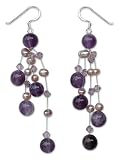 Pearl and amethyst earrings, 'Charming in Violet' 0.8
