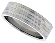Surgical Steel 1/4 (7mm) Band Ring with Polished Striped Pattern