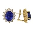 14K Yellow Gold Tanzanite and Diamond Earrings