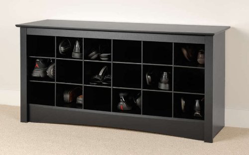 Black Sonoma Shoe Storage Cubbie Bench in Deep Black