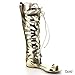 Breckelle's SOLO-15 Lace Up Cut Out Shaft Back Zipper Gladiator Flat Sandals