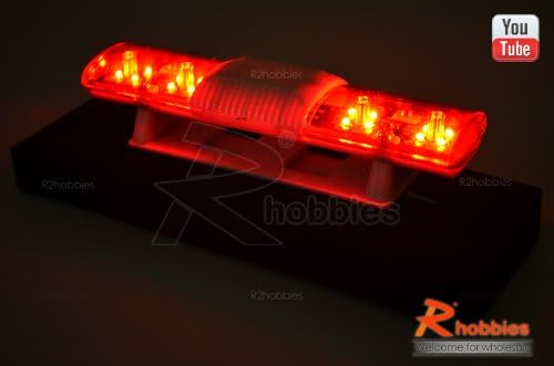 102 x 26mm Police Petrol 360° LED Light Bar for 1/10 to 1/14 RC On-Road Car Red