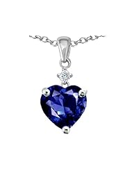 Original Star K (tm) 8mm Heart Shape Created Sapphire Pendant in .925 Sterling Silver