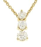 3 Prong 3 Round Diamond Pendant on Chain 1.23cttw