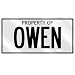 PROPERTY OF OWEN LICENSE PLATE SING NAME