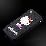 Hello Kitty Embossed Black "Flexa" silicone case cover for Apple iPhone 4