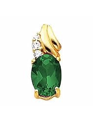 10K Yellow Gold Oval Cut Chrome Tourmaline and Diamond Pendant -- LIFETIME WARRANTY