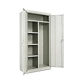 Alera 82207 36 by 18 by 72-Inch Assembled Wardrobe Cabinet with 1 Fixed and 3 Adjustable Shelves, Light Gray