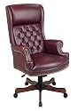 OSP Jamestown Oxblood Vinyl Judge's High Wing Back Executive Desk Chairs / Work Smart TEX228JT4