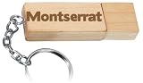 Engraved Wooden USB Flash Drive 8 GB with chain - Engraved name Montserrat