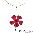 PILGRIM SKANDERBORG, DENMARK Stylish Necklace With Precious Stones - Genuine Crystal and 6.0mm Freshwater Pearl Made in Yellow Base metal and Red Enamel. Total item weight 36.4g Length 16in