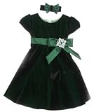 New Short Sleeve Two Toned Velvet Dress ~ 24M Green (Sk B972)