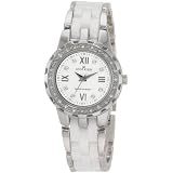AK Anne Klein Women's 109457WTSV Swarovski Crystal Silver-Tone White Ceramic Bracelet Watch