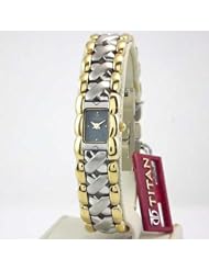 TITAN Womens Two-tone All Stainless Steel Dark Gray Dial Bracelet Watch TW268