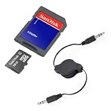 SanDisk 16GB Class 4 MicroSD Memory Card with SD Adapter and Audio Auxiliary Retractable Cable