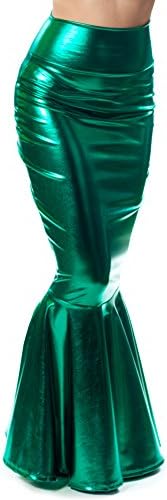 Sidecca Faux Leather Wet Look Metallic Mermaid Costume Maxi Skirt