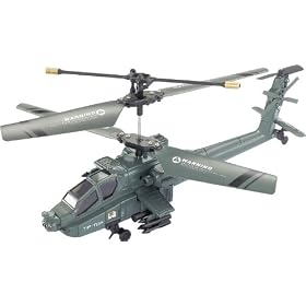 RC Gyro Glide TM Apache Helicopter Military Green Model 25-103is (supports USB Charging)