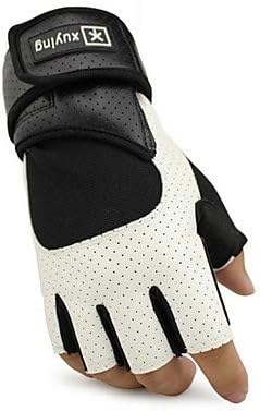 JIAO- Outdoor Skull Style Breathable Cycling PU Leather Half Finger Gloves 1-Pair , White